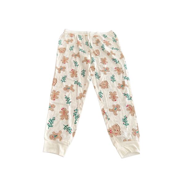 SECRET TREASURES LIGHT WEIGHT FLANNEL JOGGER PANTS IVORY GINGERBREAD CHRISTMAS P - Picture 2 of 6